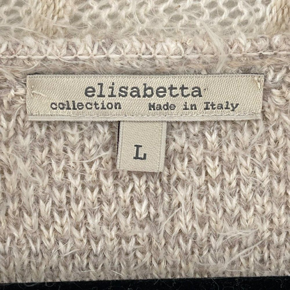 ‎Elisabetta Collection Mohair Wool Blend Open Front Cardigan Sweater Cream Large - Picture 4 of 9